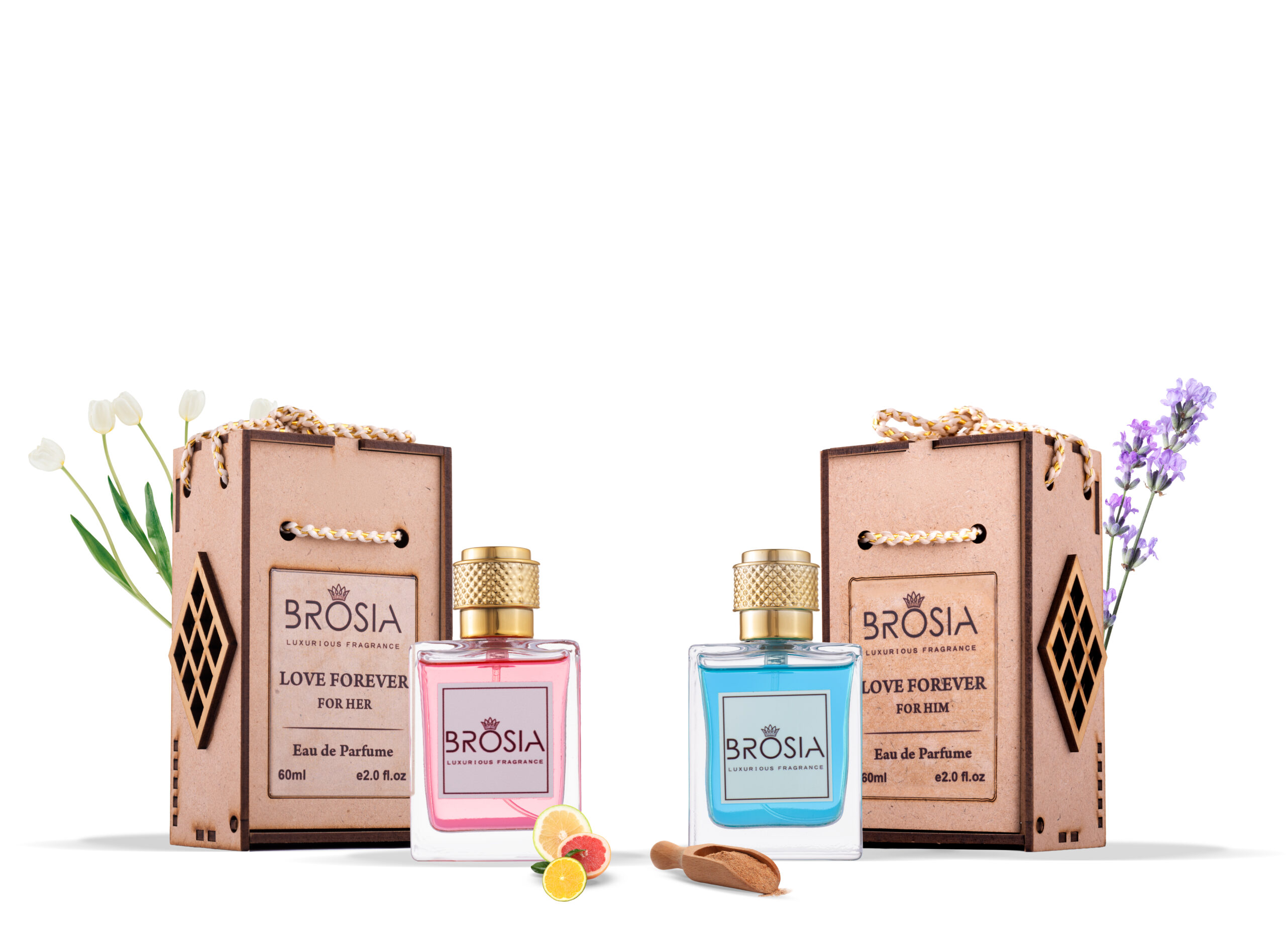 BROSIA Love Forever For Him and Her Luxurious Perfume (Gift Set 2 x 60ml) For Men and Women | Eau De Parfume || Perfectly Loved Gift & Long Lasting || Made in Dubai |,120ml